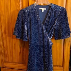 Blue Velour Wrap dress By Miami